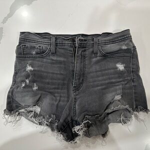 High waisted black ripped jeans shorts